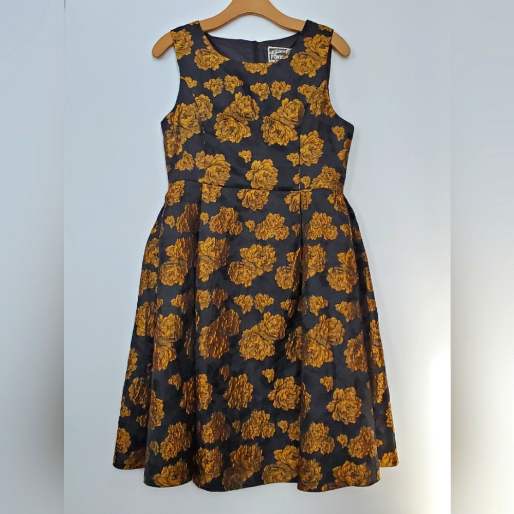 Pink Martini Black and Gold Floral Cocktail Dress